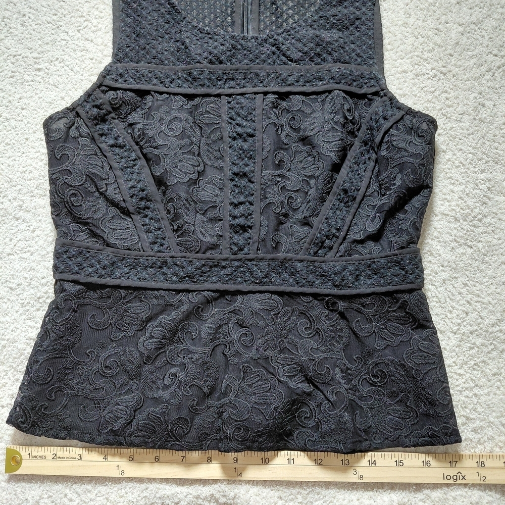 Skies Are Blue Black Textured Women's Blouse - Picture 3 of 8